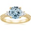 18KY Aquamarine Antique Scroll Three Stone Trellis Diamond Ring (1/3 ct. tw.), smalltop view