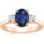 Rose Gold Sapphire Petite Three Stone Trellis Diamond Ring (1/3 ct. tw.)