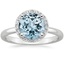 Aquamarine Halo Diamond Ring (1/6 ct. tw.) in 18K White Gold