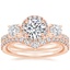 14K Rose Gold Three Stone Waverly Diamond Ring (3/4 ct. tw.) with Tapered Flair Diamond Ring (1/3 ct. tw.)