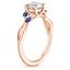 14K Rose Gold Willow Ring With Sapphire Accents, smallside view