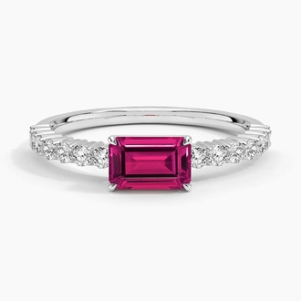 Beatrice Lab Grown Ruby and Diamond Ring (1/4 ct. tw.) in 18K White Gold
