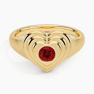 Lab Ruby Heart Signet Ring