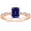 14KR Sapphire Tiara Milgrain Diamond Ring (1/10 ct. tw.), smalltop view