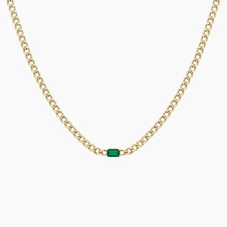Lab Grown Emerald Chain Necklace