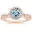 Rose Gold Aquamarine Luxe Willow Halo Diamond Ring (2/5 ct. tw.)