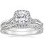 18K White Gold Petite Twisted Vine Halo Diamond Ring (1/4 ct. tw.) with Petite Luxe Twisted Vine Diamond Ring