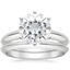 18KW Moissanite Six-Prong Classic Bridal Set, smalltop view