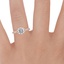 14K Rose Gold Serenity Diamond Ring, smallzoomed in top view on a hand