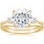 18KY Moissanite Selene Diamond Ring (1/10 ct. tw.) with Petite Curved Wedding Ring, smalltop view