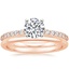 14K Rose Gold Petite Shared Prong Diamond Ring (1/4 ct. tw.) with Petite Comfort Fit Wedding Ring