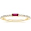 Yellow Gold Lab Created Ruby Baguette and Diamond Ring 