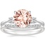 18KW Morganite Selene Diamond Ring with Petite Curved Diamond Ring, smalltop view
