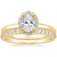 18K Yellow Gold Fancy Halo Diamond Ring (1/8 ct. tw.) with Petite Shared Prong Diamond Ring (1/4 ct. tw.)