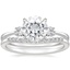 18KW Moissanite Selene Diamond Ring with Petite Curved Diamond Ring, smalltop view