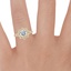18K Yellow Gold Lily Diamond Ring, smallzoomed in top view on a hand
