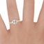 18K Yellow Gold Three Stone Floating Diamond Ring, smallzoomed in top view on a hand