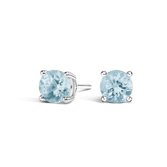 Solitaire Aquamarine Stud Earrings in Silver