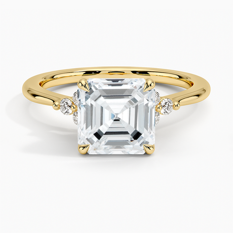 Trio Princess Cut Pavé Diamond Engagement Ring in 14k Yellow