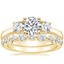 18K Yellow Gold Petite Three Stone Trellis Diamond Ring (1/3 ct. tw.) with Bordeaux Diamond Ring (1/2 ct. tw.)