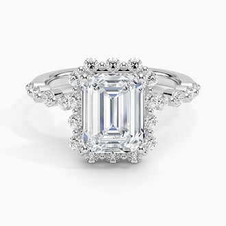 Shared Prong Halo Engagement Ring