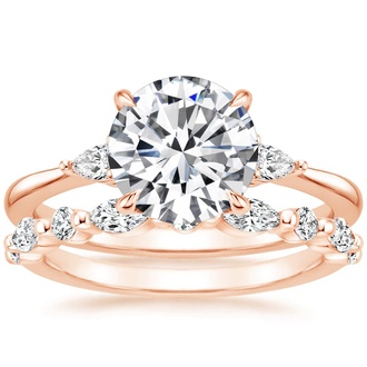 14K Rose Gold Aria Diamond Ring (1/10 ct. tw.) with Versailles Diamond Ring (3/8 ct. tw.)