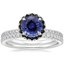 18KW Sapphire Waverly Diamond Ring with Black Diamond Accents with Luxe Ballad Diamond Ring, smalltop view
