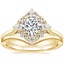 18K Yellow Gold Dahlia Halo Diamond Ring (1/3 ct. tw.) with Chevron Ring