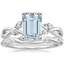18KW Aquamarine Willow Diamond Ring (1/8 ct. tw.) with Winding Willow Diamond Ring (1/8 ct. tw.), smalltop view