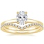 18K Yellow Gold Floral Lattice Ring with Flair Diamond Ring (1/6 ct. tw.)