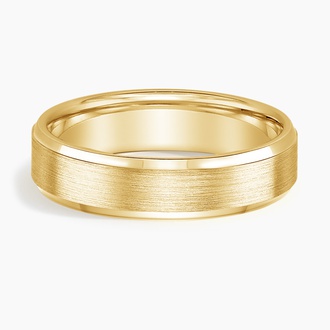 Beveled Edge Matte 5.5mm Wedding Ring in 18K Yellow Gold