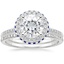 18KW Moissanite Circa Diamond Ring with Sapphire Accents (1/4 ct. tw.) with Whisper Diamond Ring (1/10 ct. tw.), smalltop view