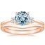 14KR Aquamarine Selene Diamond Ring (1/10 ct. tw.) with Petite Curved Wedding Ring, smalltop view