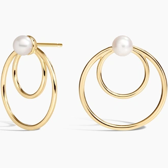 Kara Cultured Pearl Double Hoop Earrings (6mm) - Brilliant Earth