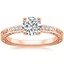 Round 14K Rose Gold Delicate Antique Scroll Diamond Ring