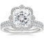 18KW Moissanite Reina Diamond Ring with Luxe Ballad Diamond Ring (1/4 ct. tw.), smalltop view