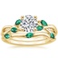 18K Yellow Gold Willow Bridal Set With Lab Emerald Accents