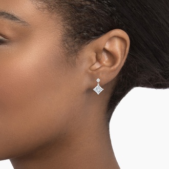 Princess Diamond Drop Earrings in 18K White Gold