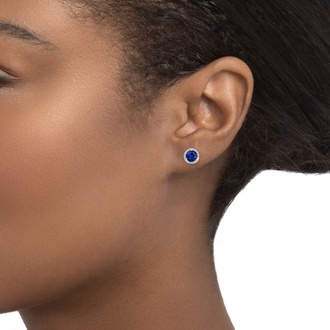 Sapphire Halo Diamond Earrings in Platinum