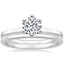 18K White Gold Six Prong Hidden Halo Diamond Ring with Petite Comfort Fit Wedding Ring