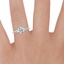 18K White Gold Tallula Three Stone Diamond Ring, smallzoomed in top view on a hand