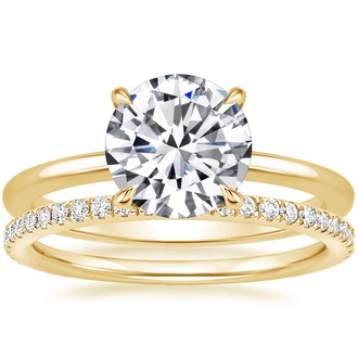 18K Yellow Gold Petite Elodie Ring with Luxe Ballad Diamond Ring