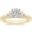 18K Yellow Gold Three Stone Floating Diamond Ring with Whisper Diamond Ring (1/10 ct. tw.)