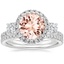18KW Morganite Three Stone Waverly Diamond Ring with Luxe Ballad Diamond Ring, smalltop view
