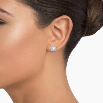 Lab Created Diamond Halo Stud Earrings