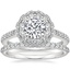 18K White Gold Rosa Diamond Ring with Petite Shared Prong Diamond Ring (1/4 ct. tw.)