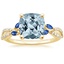 Yellow Gold Aquamarine Luxe Willow Sapphire and Diamond Ring (1/8 ct. tw.)