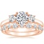 14K Rose Gold Petite Three Stone Trellis Diamond Ring (1/3 ct. tw.) with Bordeaux Diamond Ring (1/2 ct. tw.)