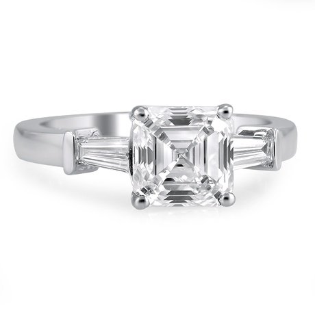 asscher cut diamond with baguettes