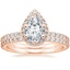 14K Rose Gold Shared Prong Halo Diamond Ring with Luxe Petite Shared Prong Diamond Ring (3/8 ct. tw.)